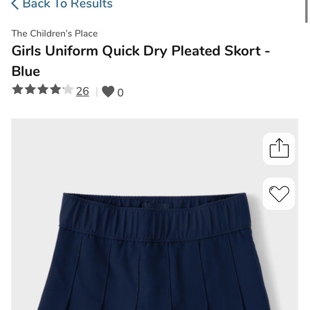 NWT The Children's Place Navy Pleated Skort